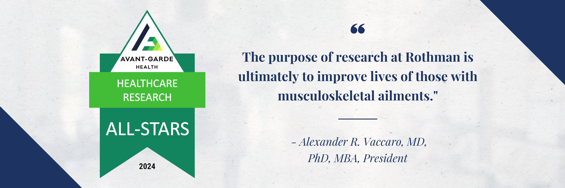 Rothman Orthopaedics Surgeons Honored by Avant-garde Health