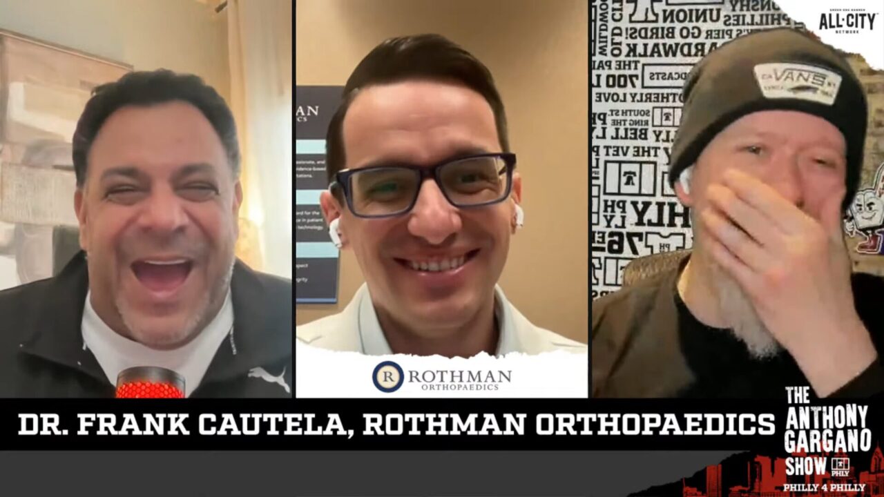 Dr. Frank Cautela OF Rothman Orthopaedics on PHLY's The Anthony Gargano Show, with Anthony Gargano and VG.
